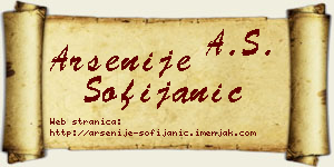 Arsenije Sofijanić vizit kartica